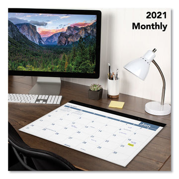 AT-A-GLANCE® Easy-to-read Monthly Desk Pad, 22 X 17, White-blue Sheets, Black Binding, Clear Corners, 12-month (jan To Dec): 2022 freeshipping - TVN Wholesale